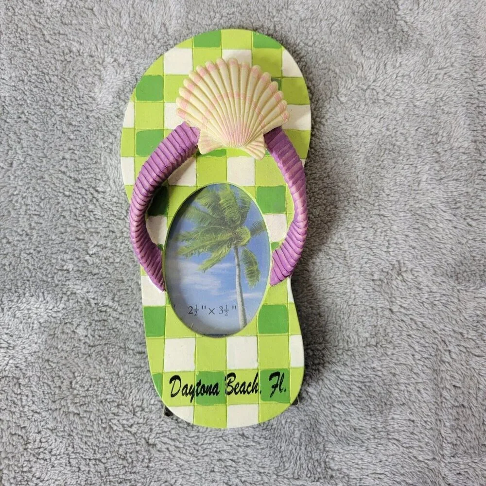 Daytona Beach Florida Flip Flop Photo Frame 2x3 3D Seashell Beach Souvenir S84E